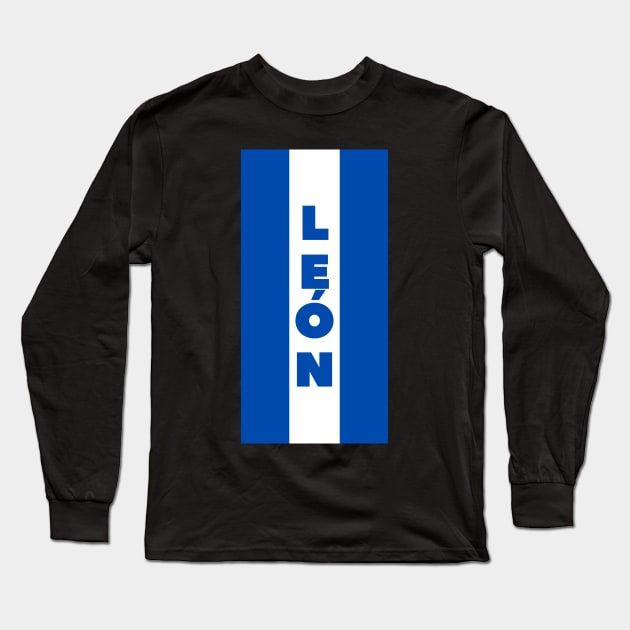 León City in Nicaraguan Flag Colors Vertical Long Sleeve T-Shirt by aybe7elf